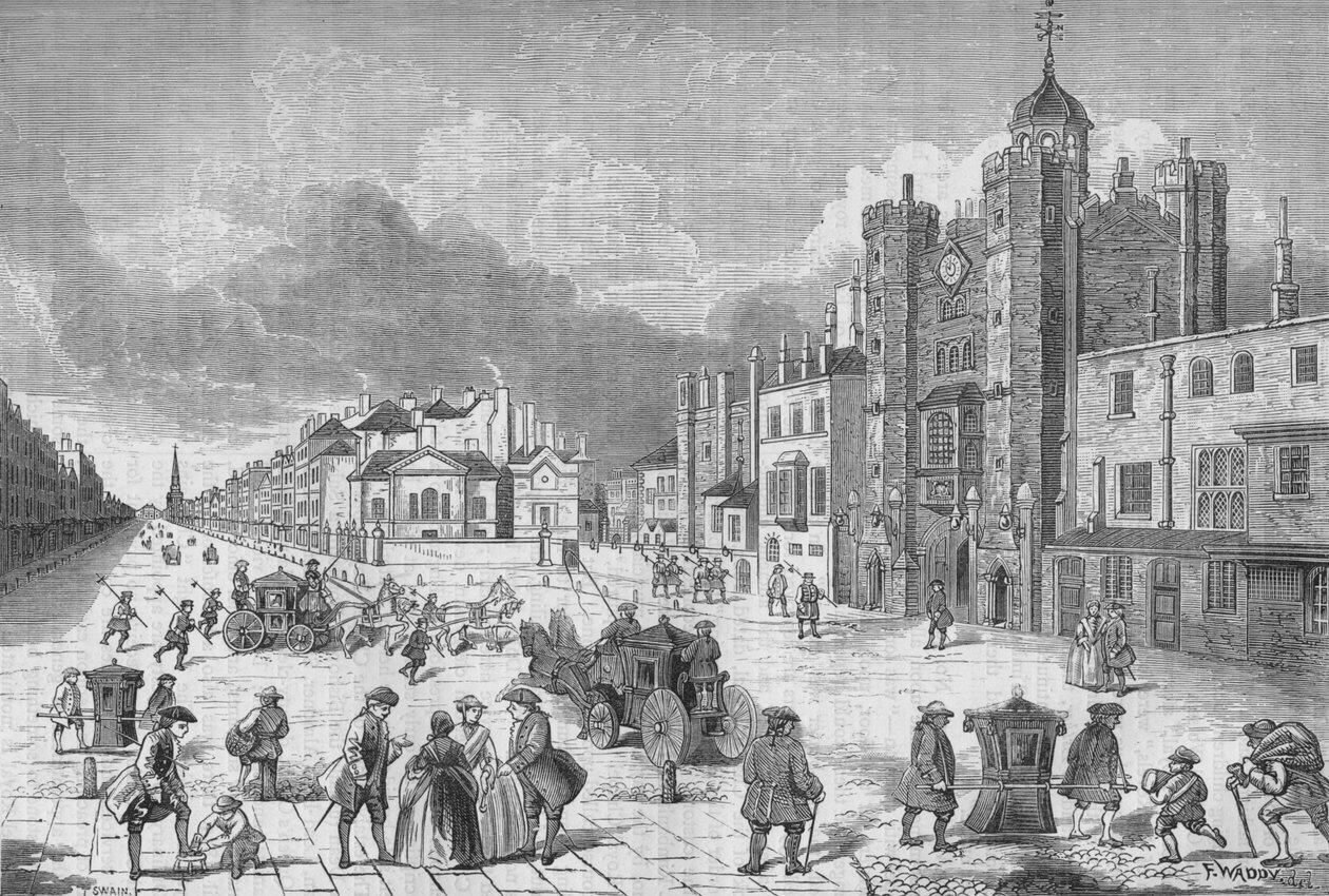 Veduta del Palazzo di St James, Westminster, Londra, al tempo della regina Anna, c1710 1878 da Unbekannt