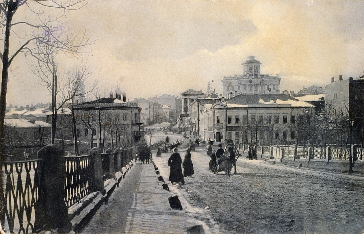 Vista di via Znamenka in inverno, Mosca, Russia, inizio XX secolo da Unbekannt