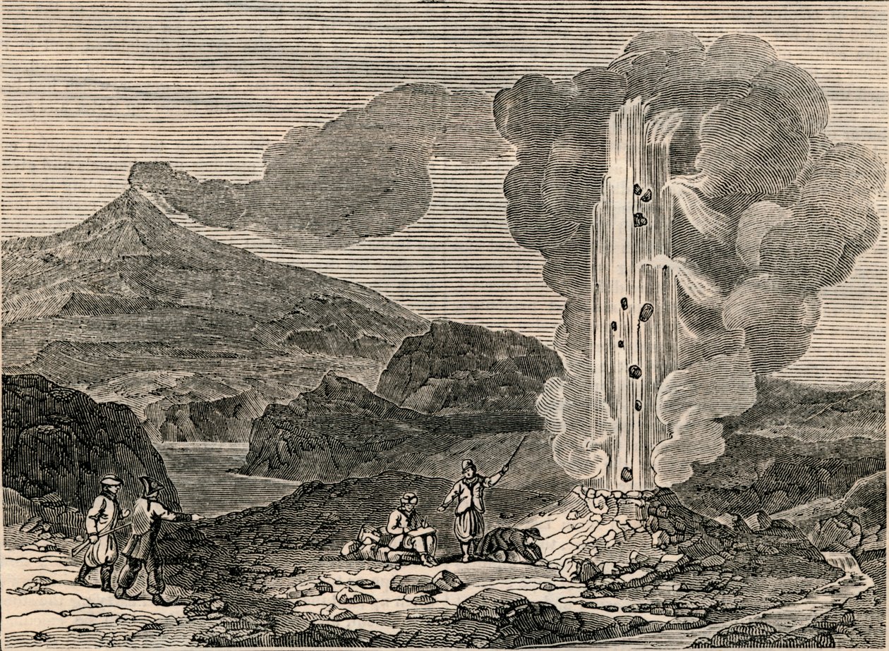 Veduta di un geyser, o fontana calda, 7 dicembre 1833 da Unbekannt