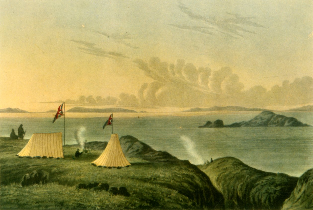 Vista del Mare Artico dalla foce del fiume Copper Mine, mezzanotte, luglio 1821 da Unbekannt