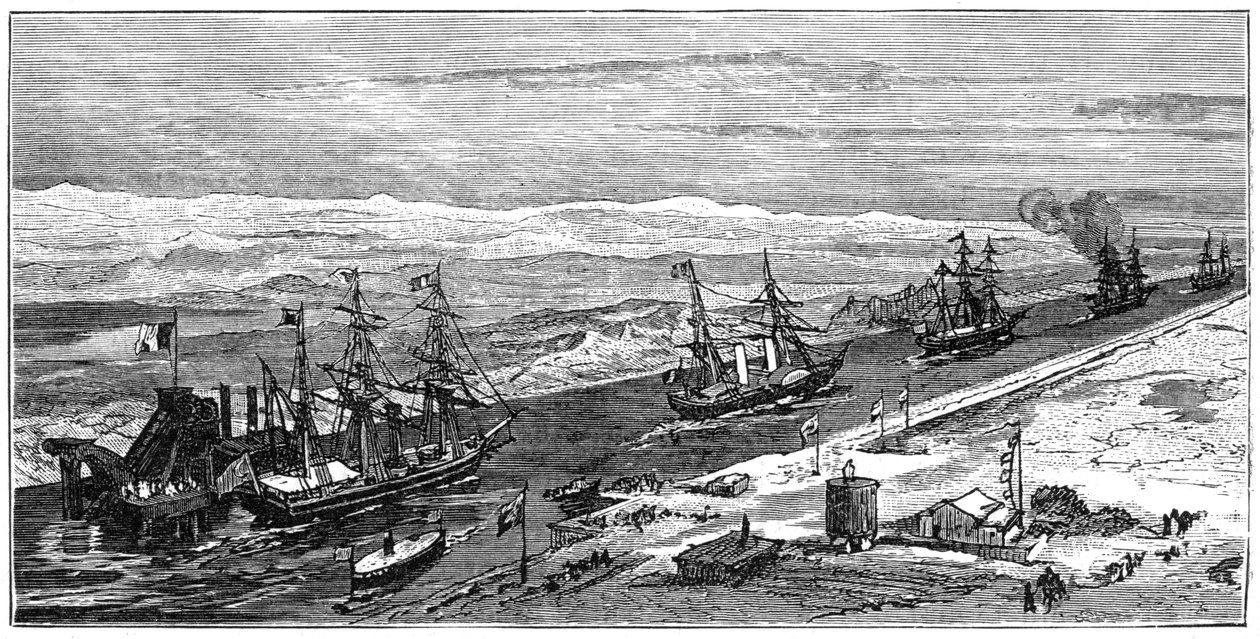 Veduta del Canale di Suez, Egitto, 1900 da Unbekannt