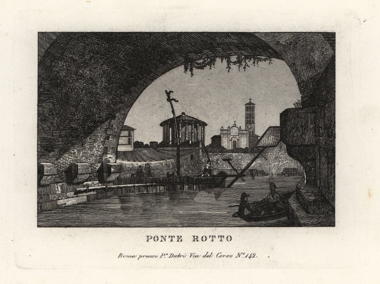 Veduta del Ponte Rotto, Pons Aemilius, nel fiume Tevere, Roma da Unbekannt