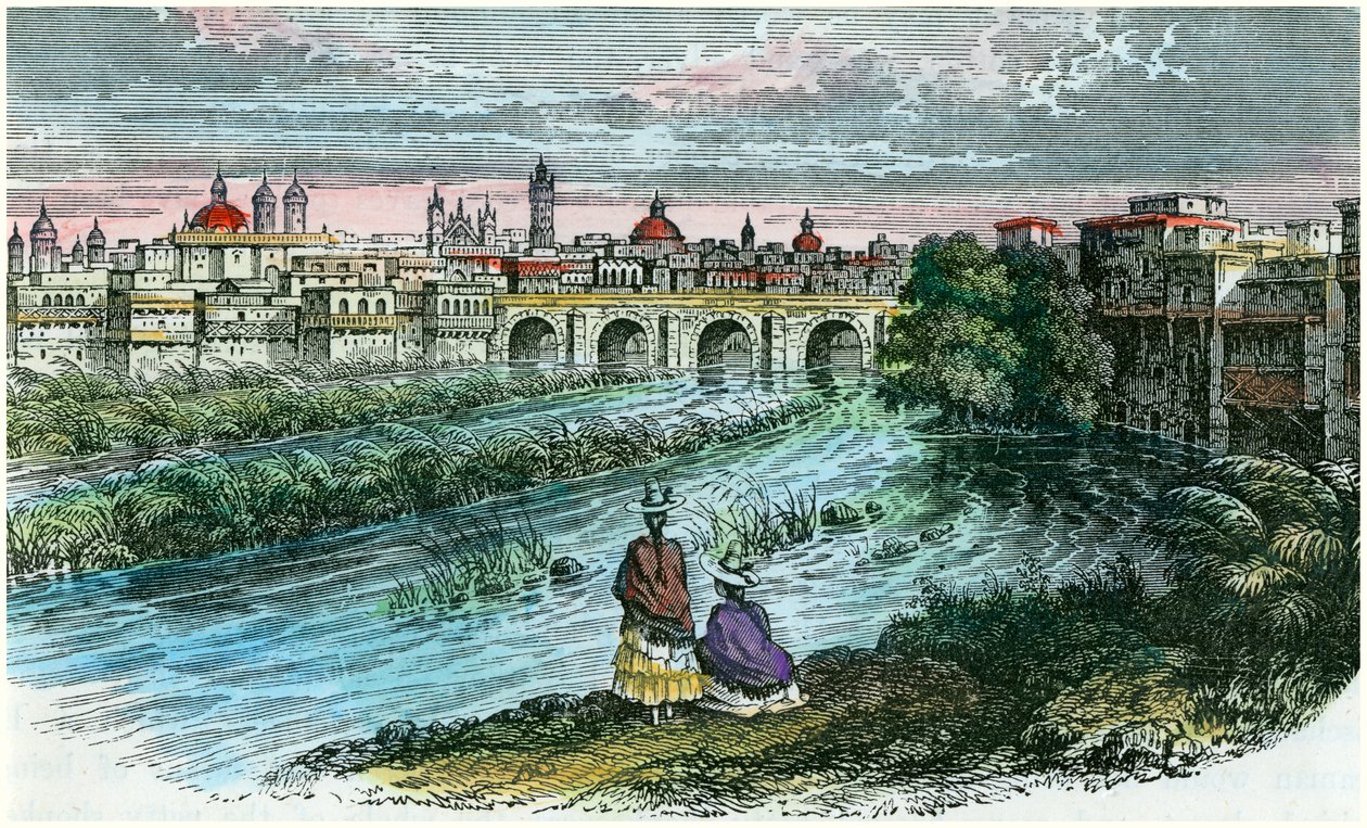 Veduta della città di Lima, capitale del Perù, dal fiume Rimac, c1875 da Unbekannt