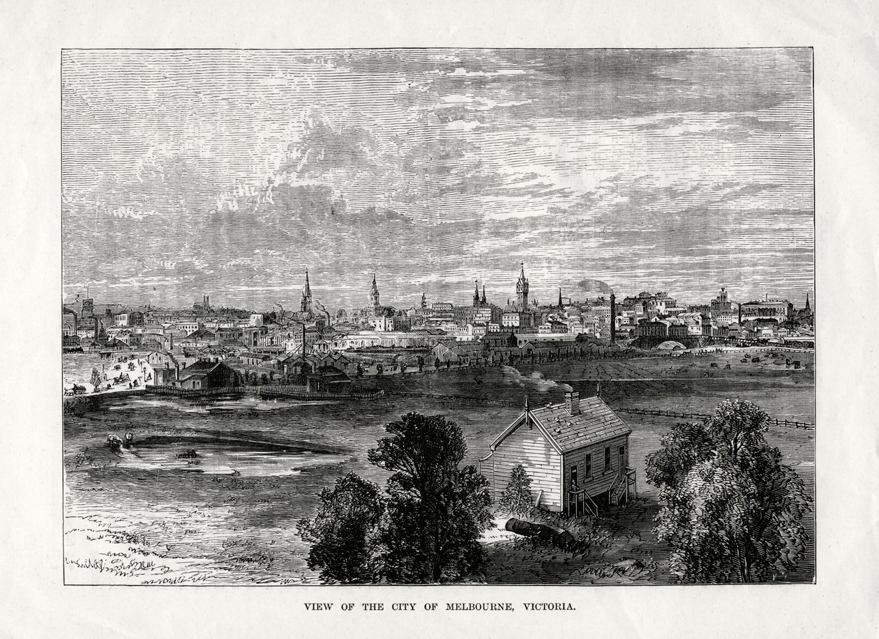 Veduta della città di Melbourne, Victoria, Australia, 1877 da Unbekannt