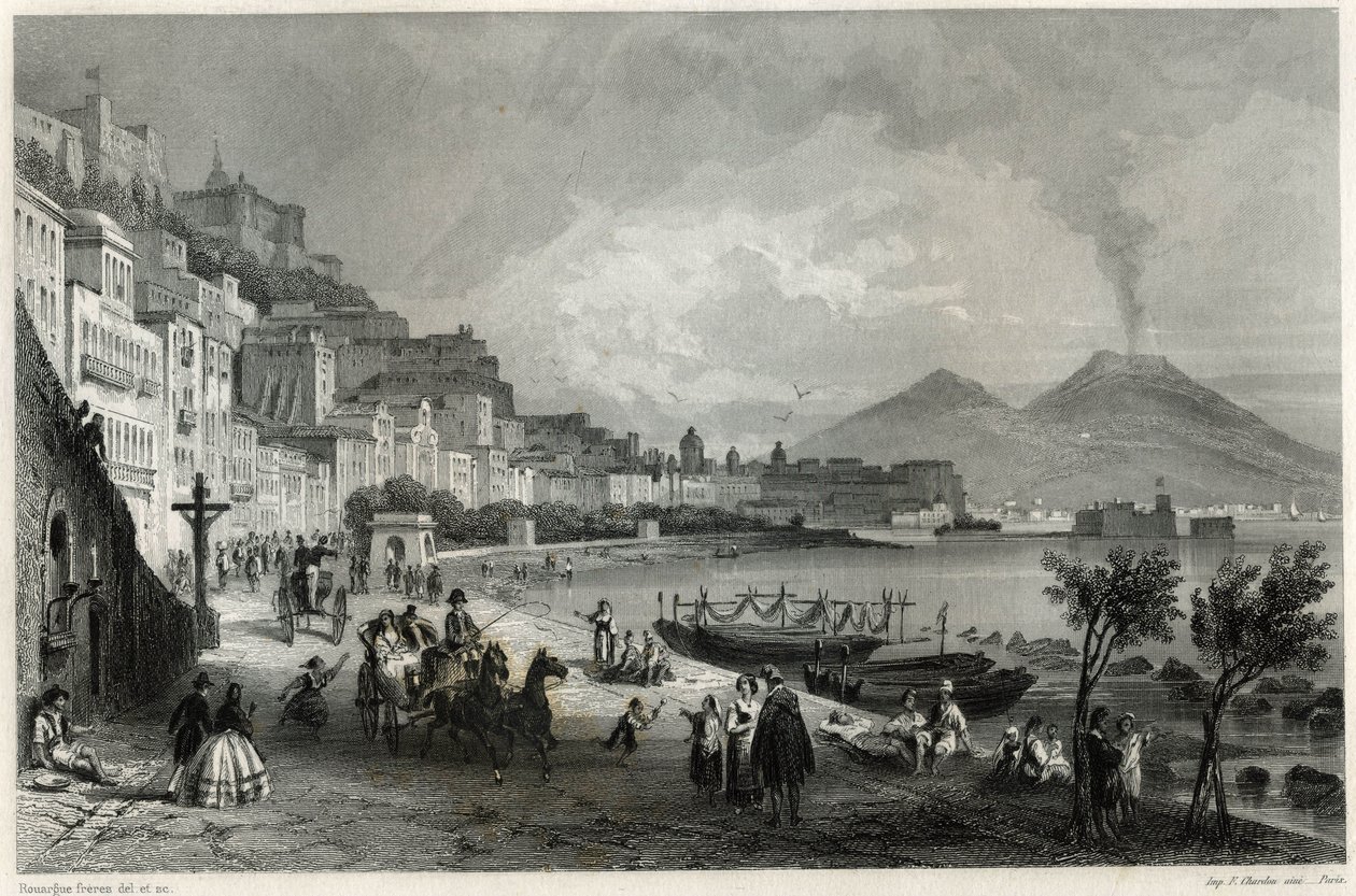 Vista del porto e della città di Napoli nel XIX secolo, nel libro sulla Mediterranea di Louis Enault (1824-1900), giornalista e viaggiatore francese da Unbekannt