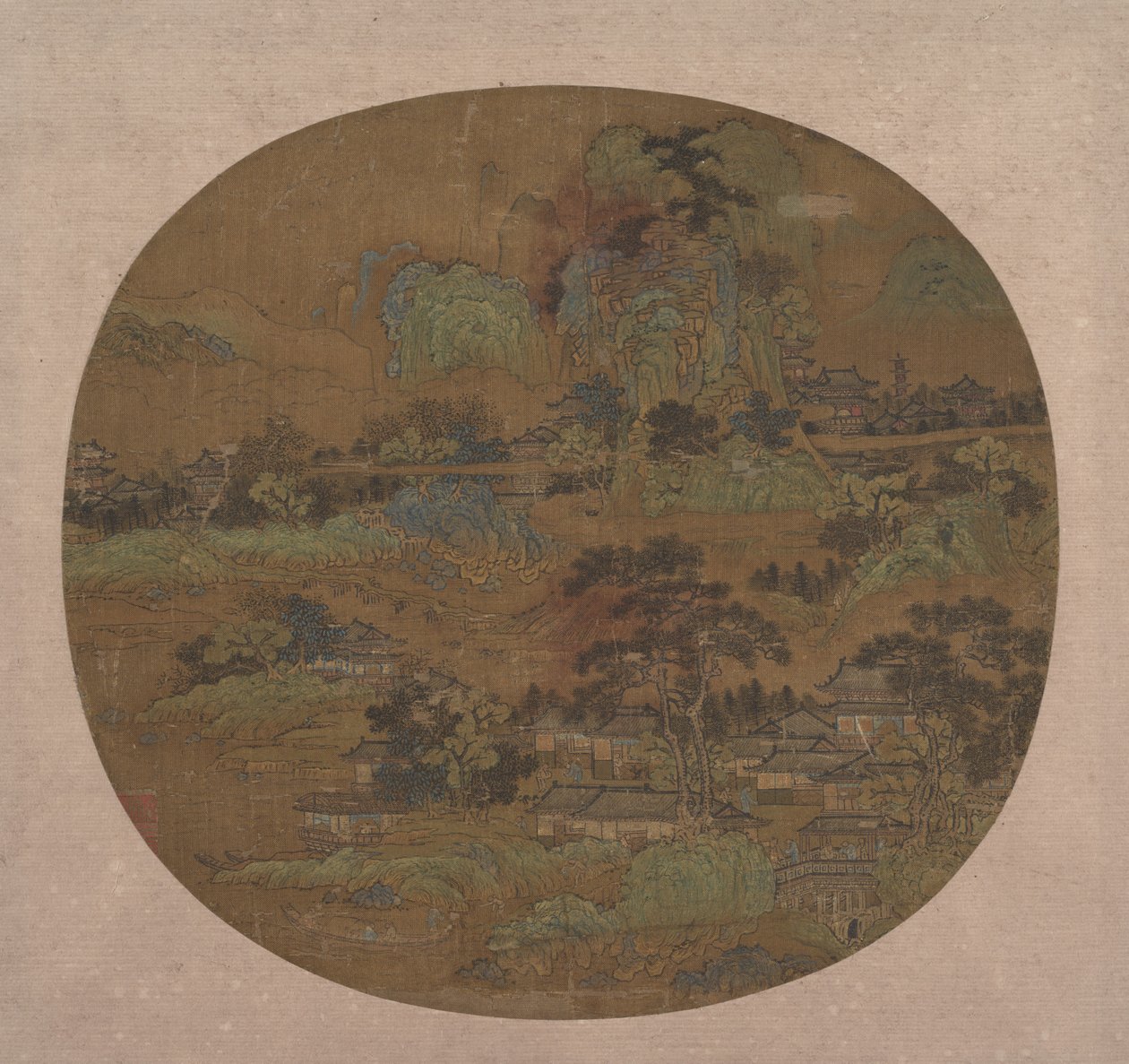 Villaggio e Templi in Jiangnan, inizio XV secolo da Unbekannt