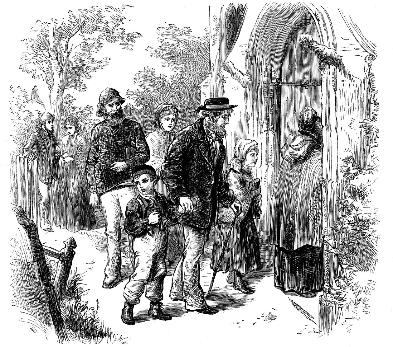Paesani che vanno in chiesa la domenica, Londra, 1872 da Unbekannt