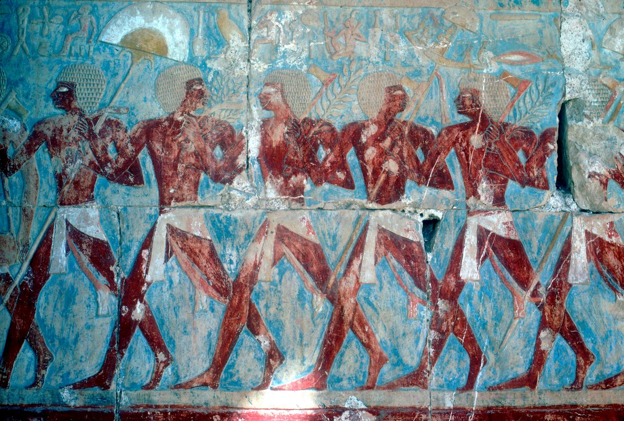 Affresco: ritorno dalla spedizione, Tempio della Regina Hatshepsut, Luxor, Egitto, c. 1470 a.C. da Unbekannt