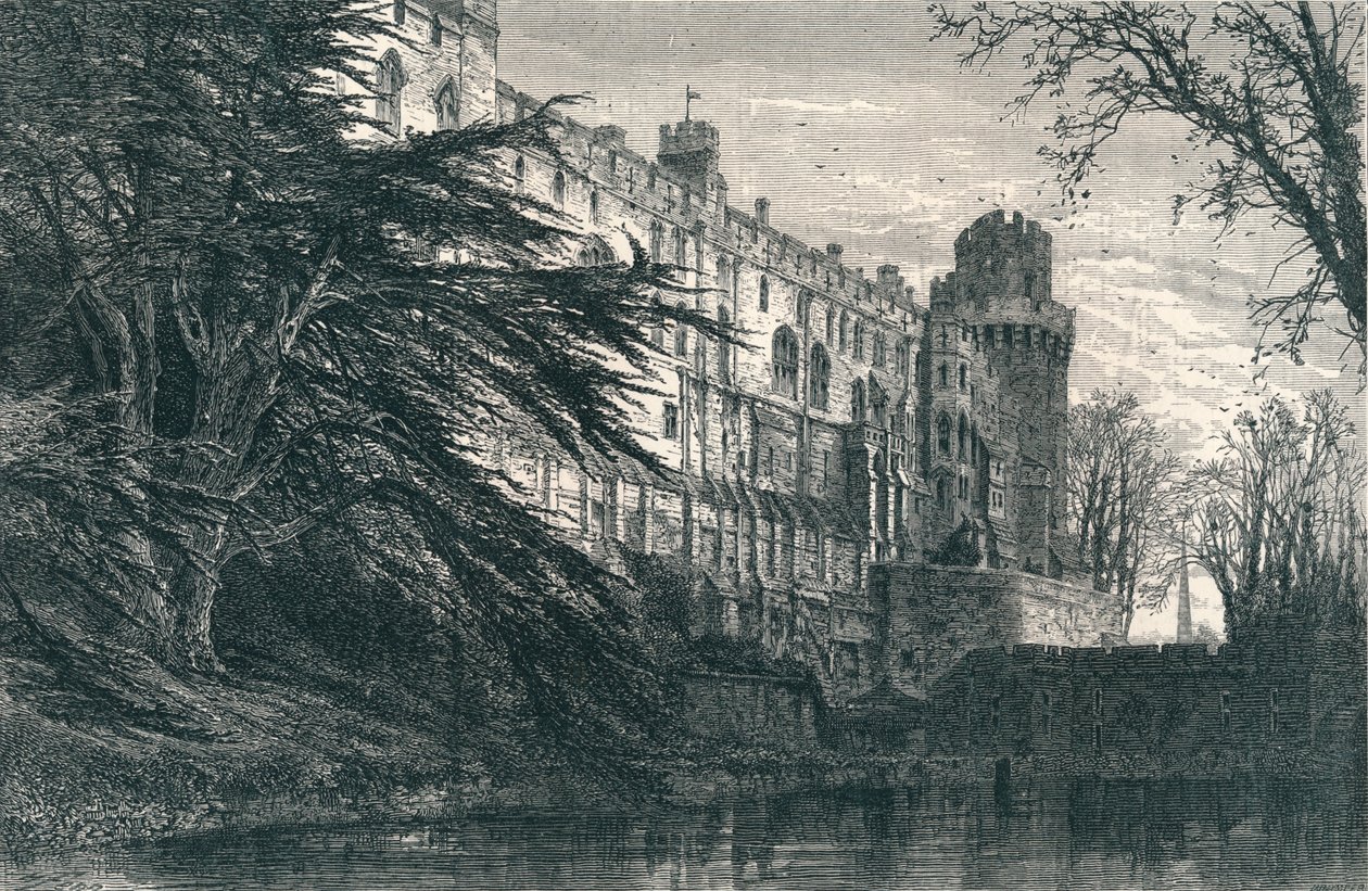 Castello di Warwick da ovest, XIX secolo da Unbekannt