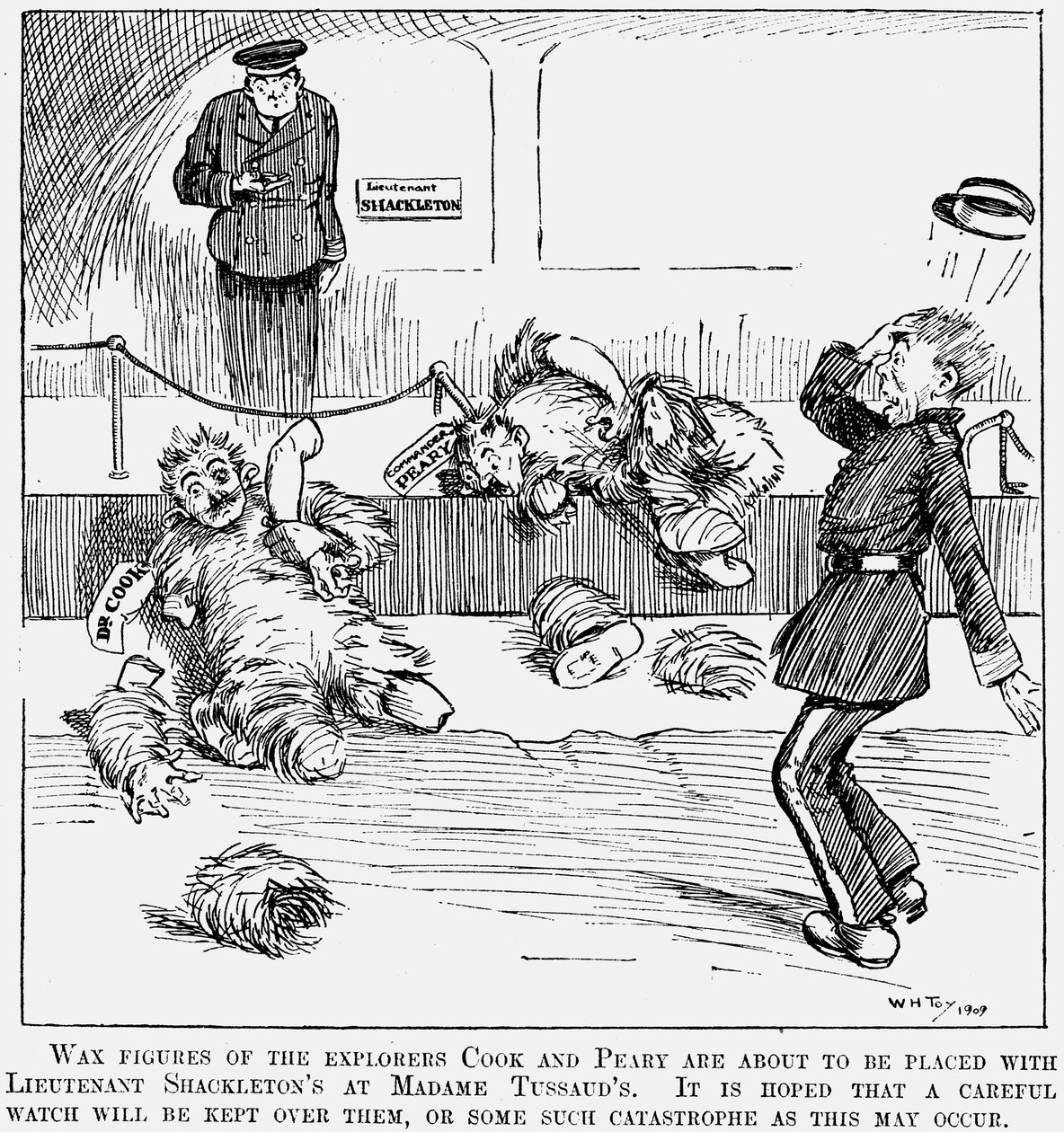 Modelli in cera di Peary e Cook, esploratori polari, al Madame Tussauds, Londra, 1909 da Unbekannt