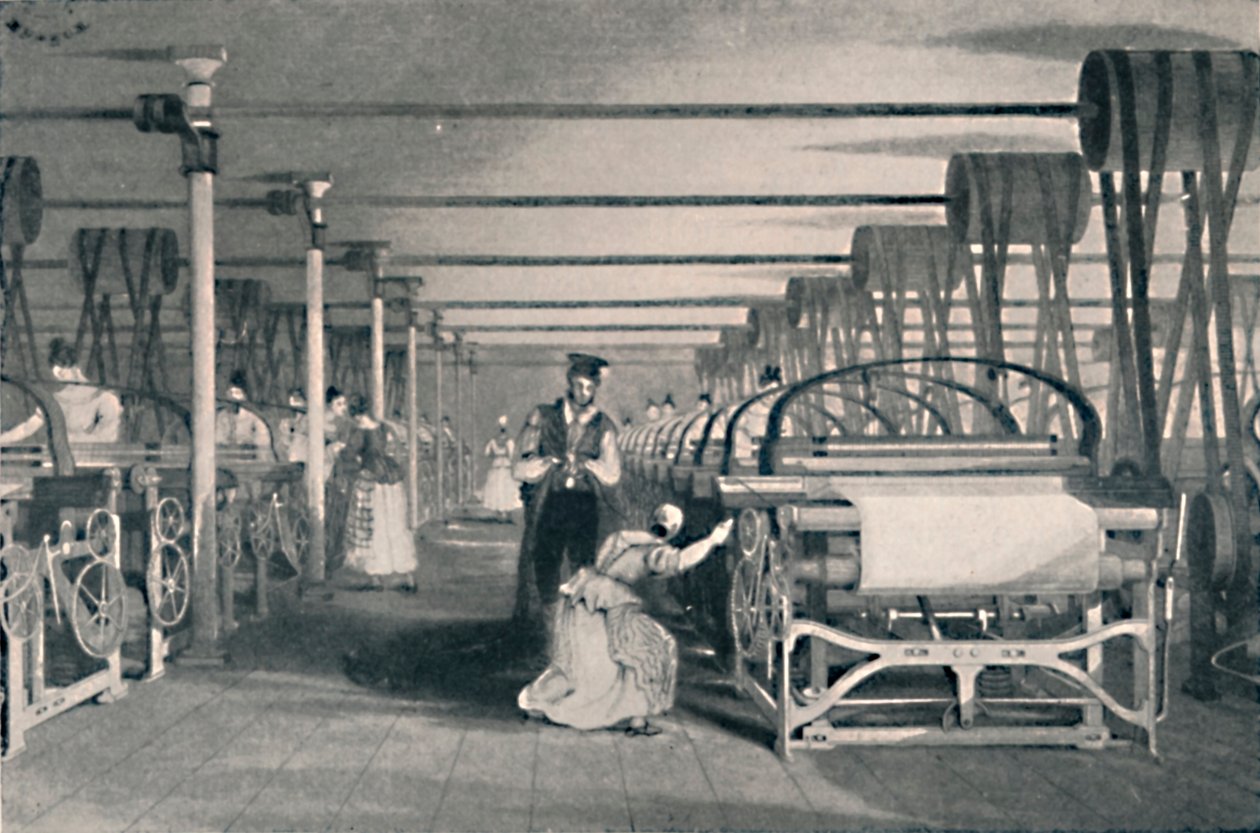 Tessitura con telai meccanici, 1835 da Unbekannt