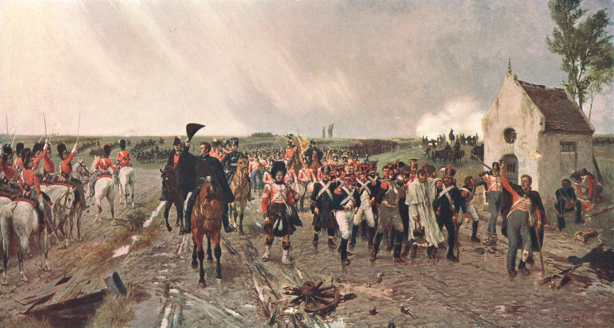 La marcia di Wellington da Quatre Bras a Waterloo, 1815, c1878, c1902 da Unbekannt