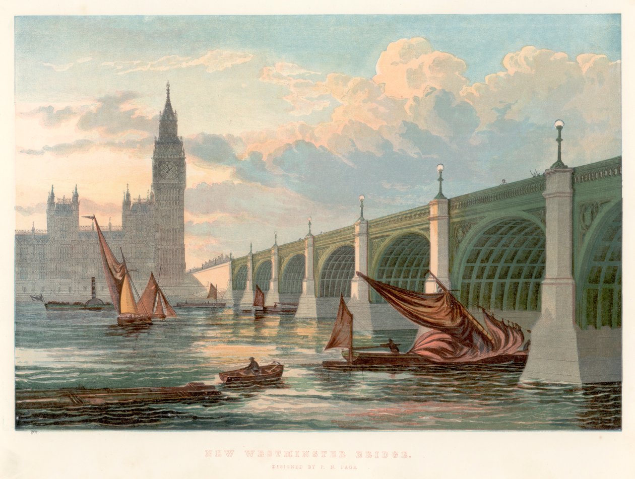 Ponte di Westminster, Londra, visto dalla riva sud del Tamigi, 1858 da Unbekannt