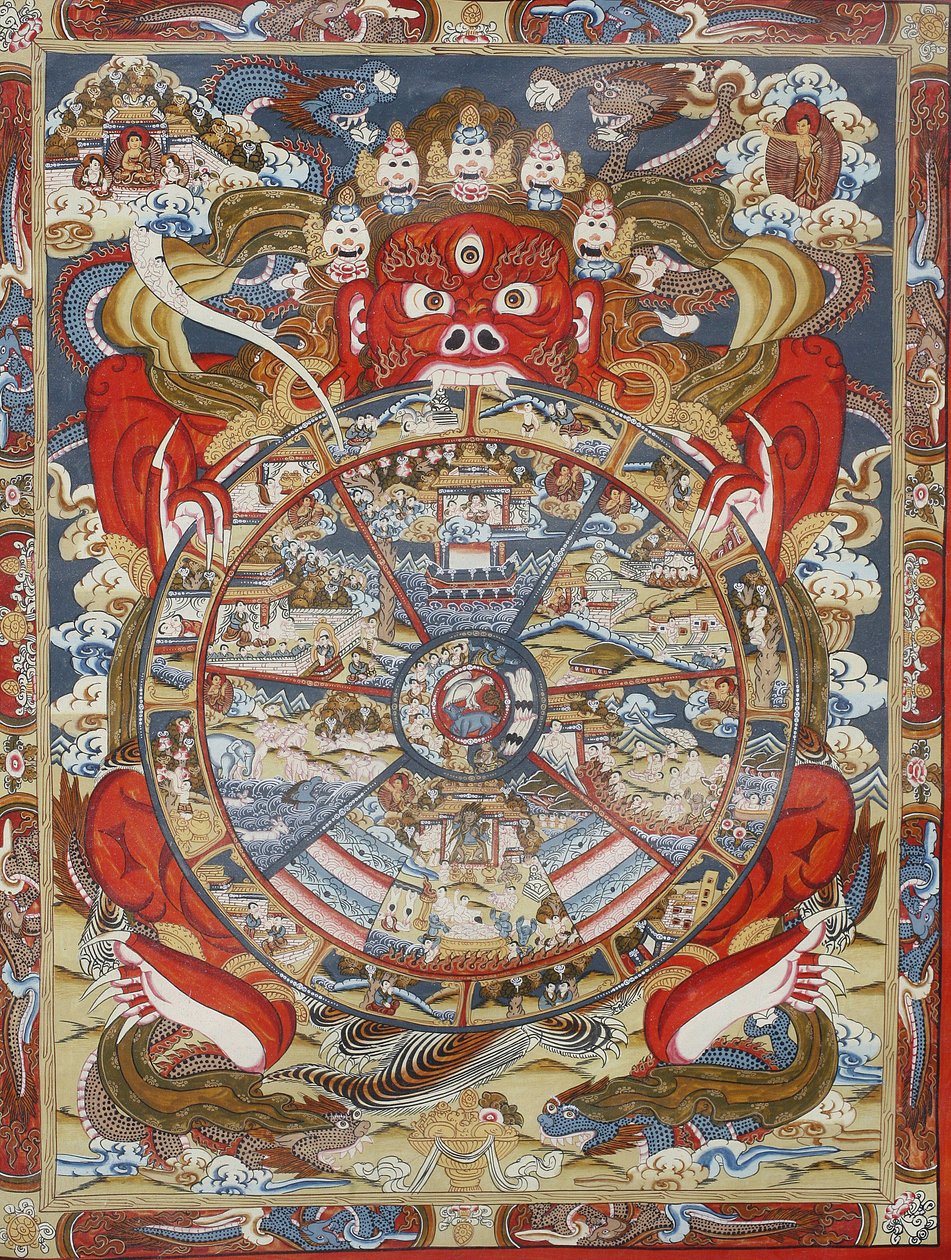 Ruota della vita o ruota del Samsara (Mandala). Monastero di Kopan, Bhaktapur, Nepal da Unbekannt