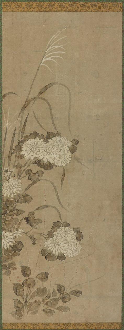 Crisantemi bianchi e erbe, periodo Edo, 1615-1868 da Unbekannt