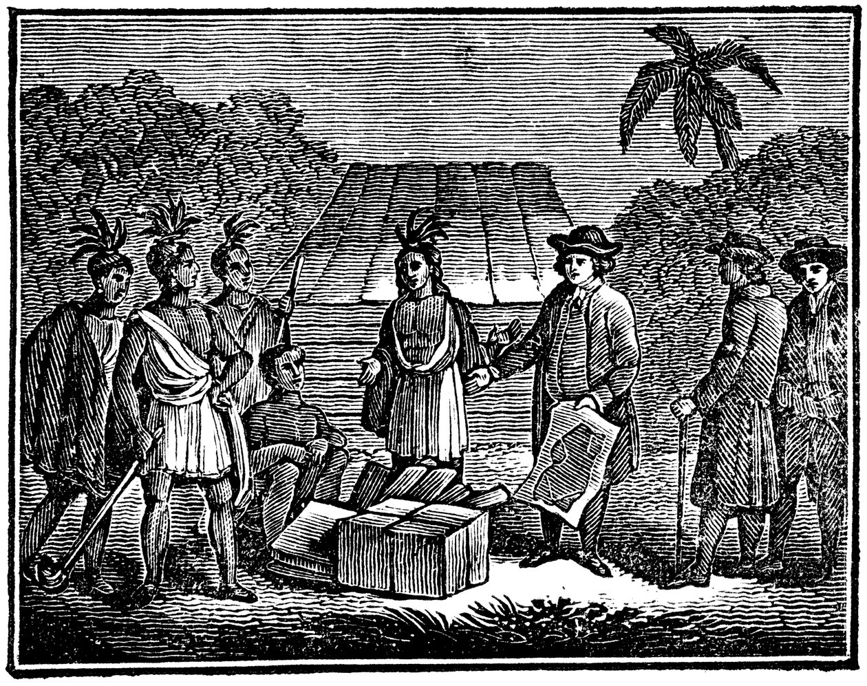William Penn con i nativi americani, colono quacchero inglese, 1830 da Unbekannt