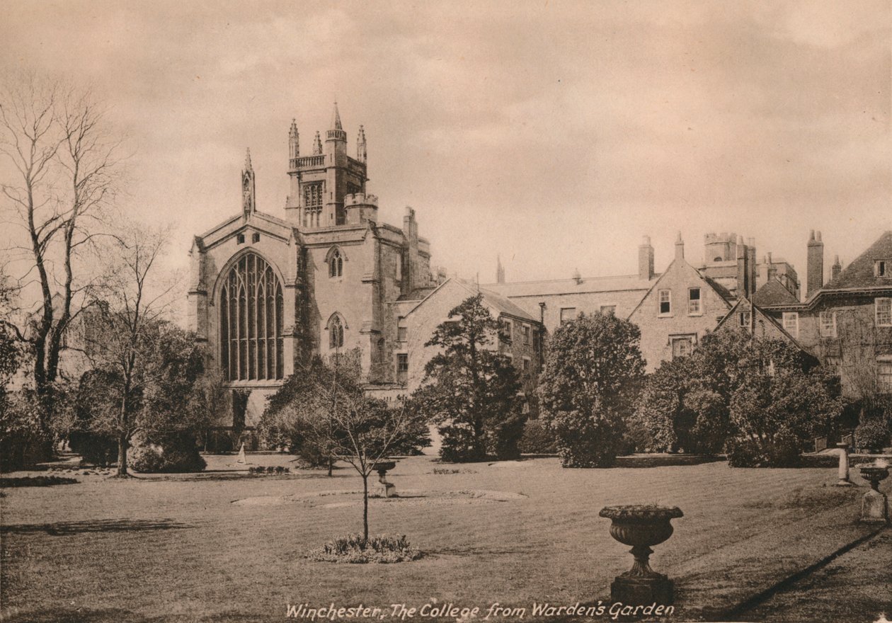 Winchester College dal giardino del guardiano, Hampshire, inizio XX secolo da Unbekannt
