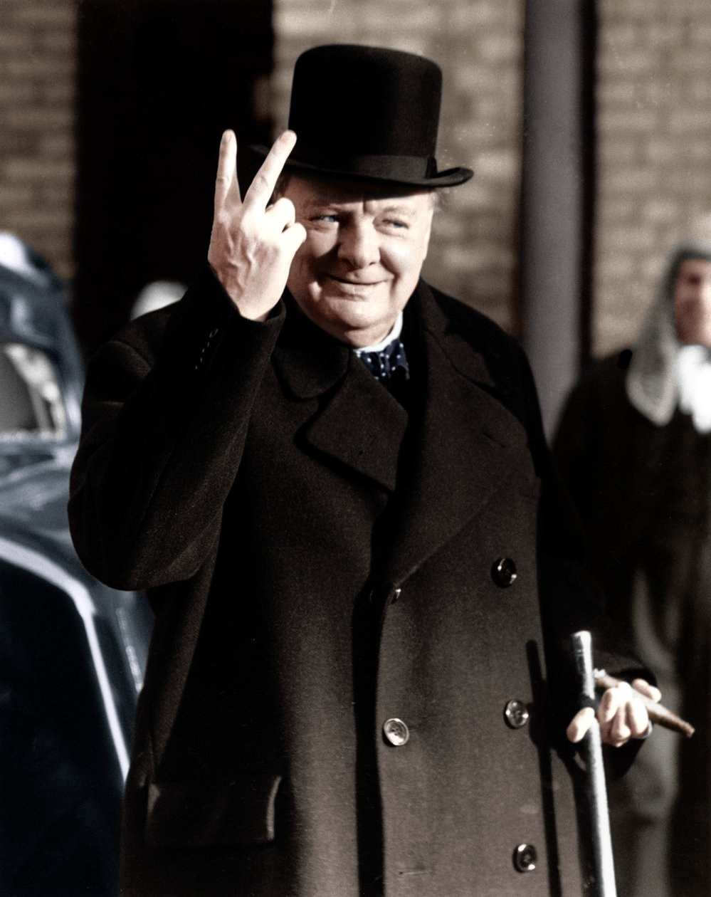 Winston Churchill fa il famoso segno V di Vittoria, 1942 da Unbekannt