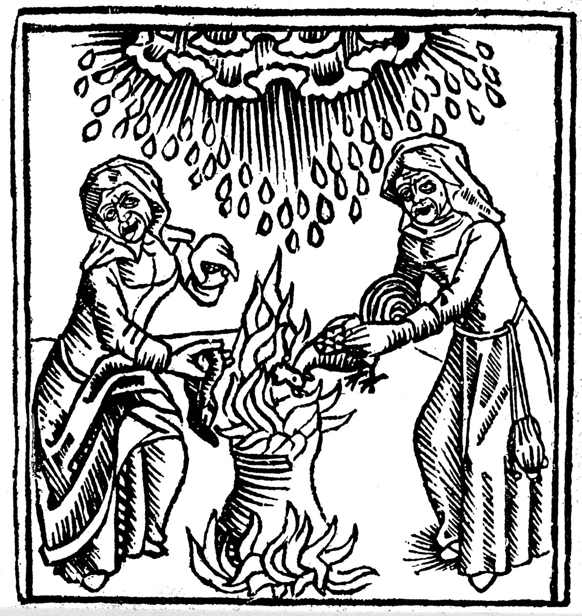 Streghe che lanciano un incantesimo per far piovere, 1489 da Unbekannt