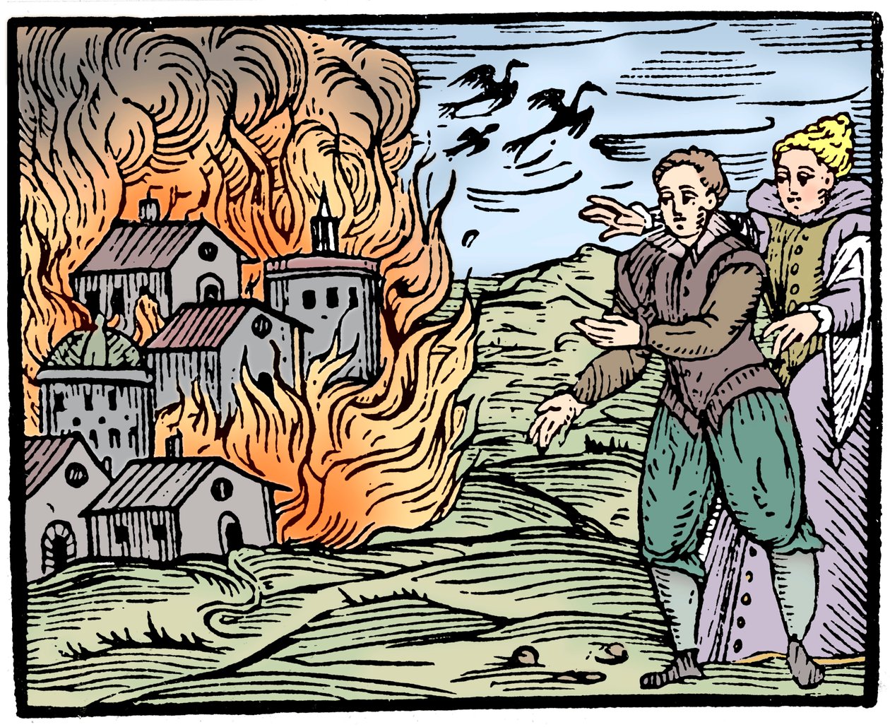 Streghe che distruggono una casa con il fuoco - Svevia, 1533 da Unbekannt