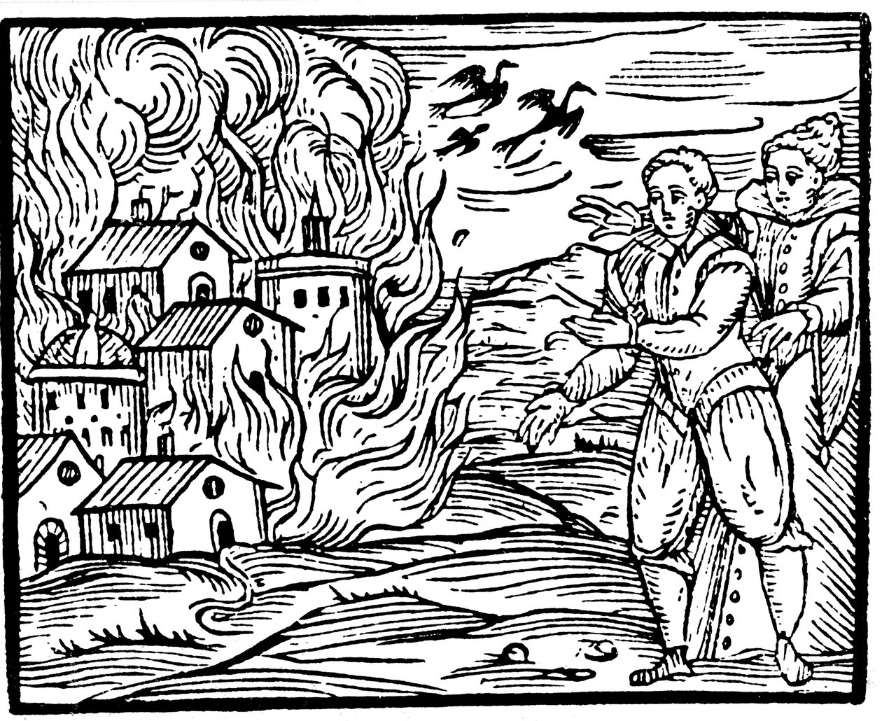 Streghe che distruggono una casa con il fuoco - Svevia, 1533 da Unbekannt