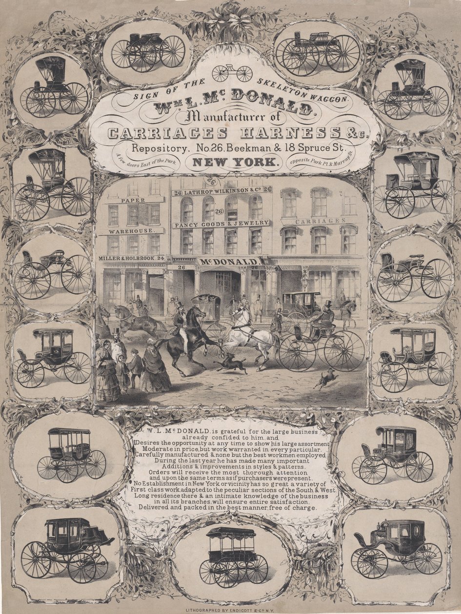 Wm. L. McDonald, produttori di finimenti per carrozze & Co. Repository, No. 26 Beekman & 1..., 1852-86 da Unbekannt