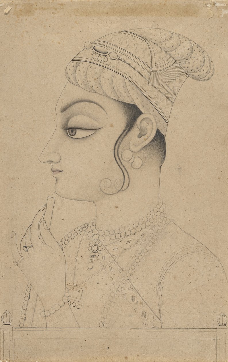 Donna che tiene un flauto e vestita come Krishna, metà-fine XVIII secolo da Unbekannt