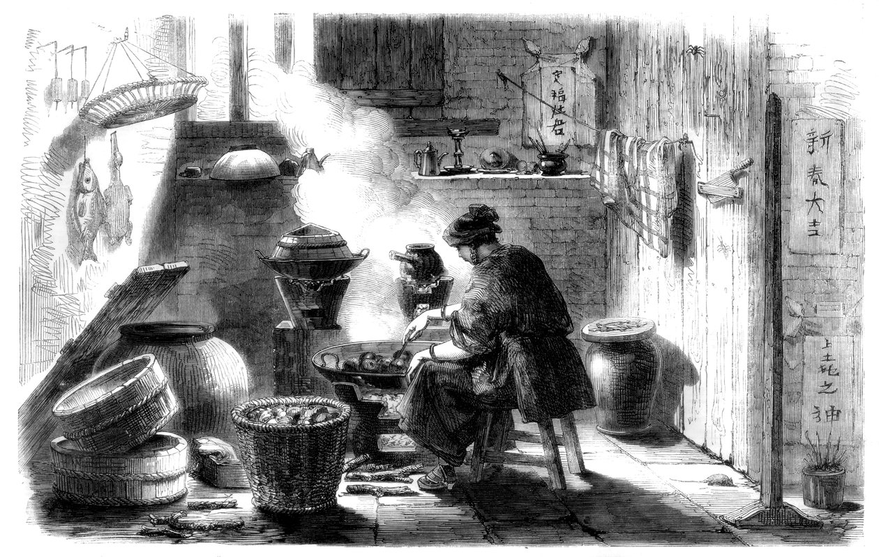 Donna che prepara dolci per il Capodanno cinese, 1861 da Unbekannt