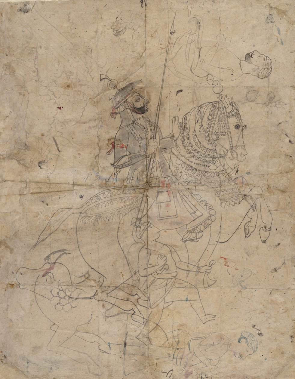 Adorazione di Brijnathji e Svamini recto, Ritratto equestre verso da Unbekannt