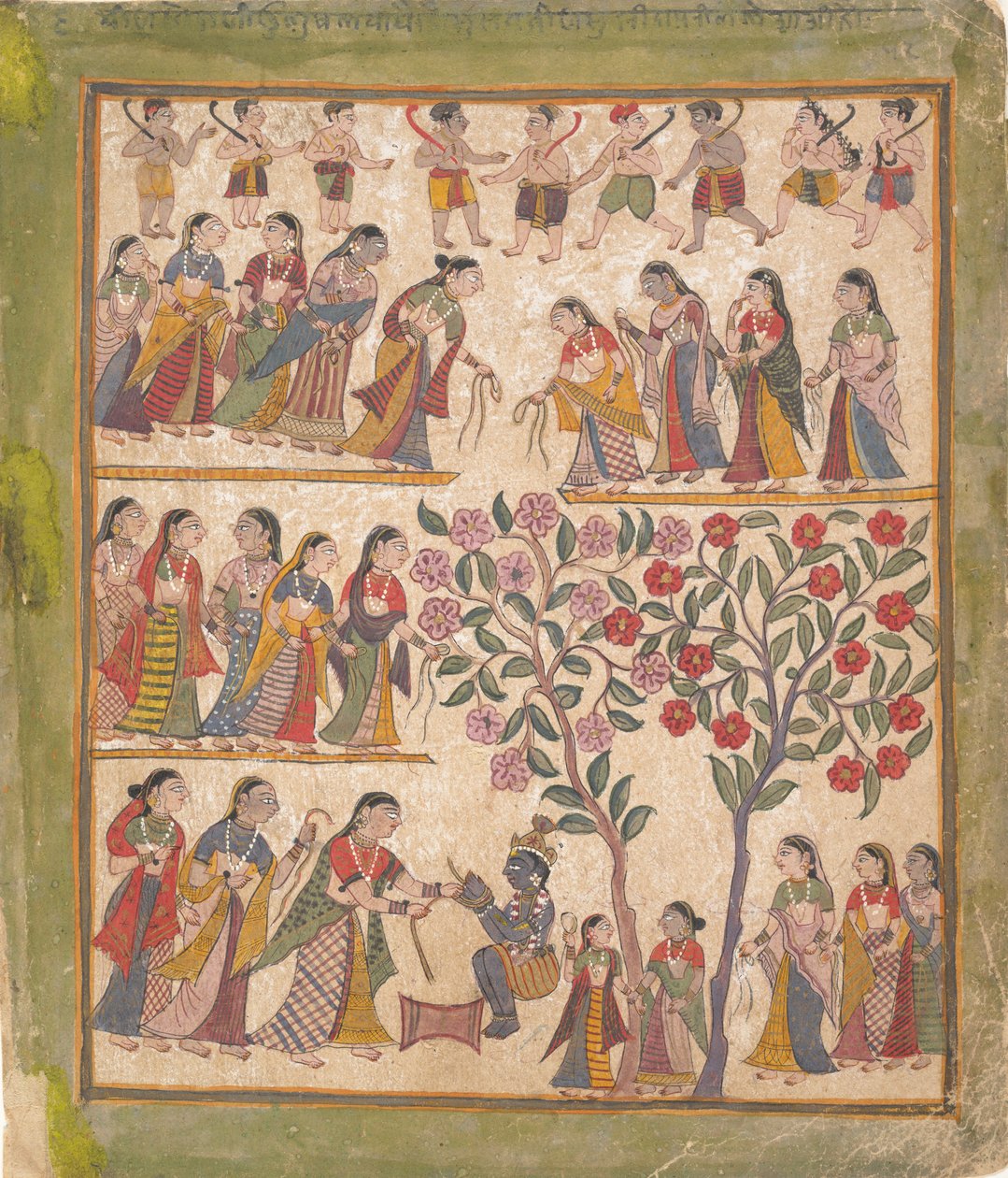 Yashoda lega le mani di Krishna: Pagina da un manoscritto disperso del Bhagavata Purana, 1640-50 da Unbekannt