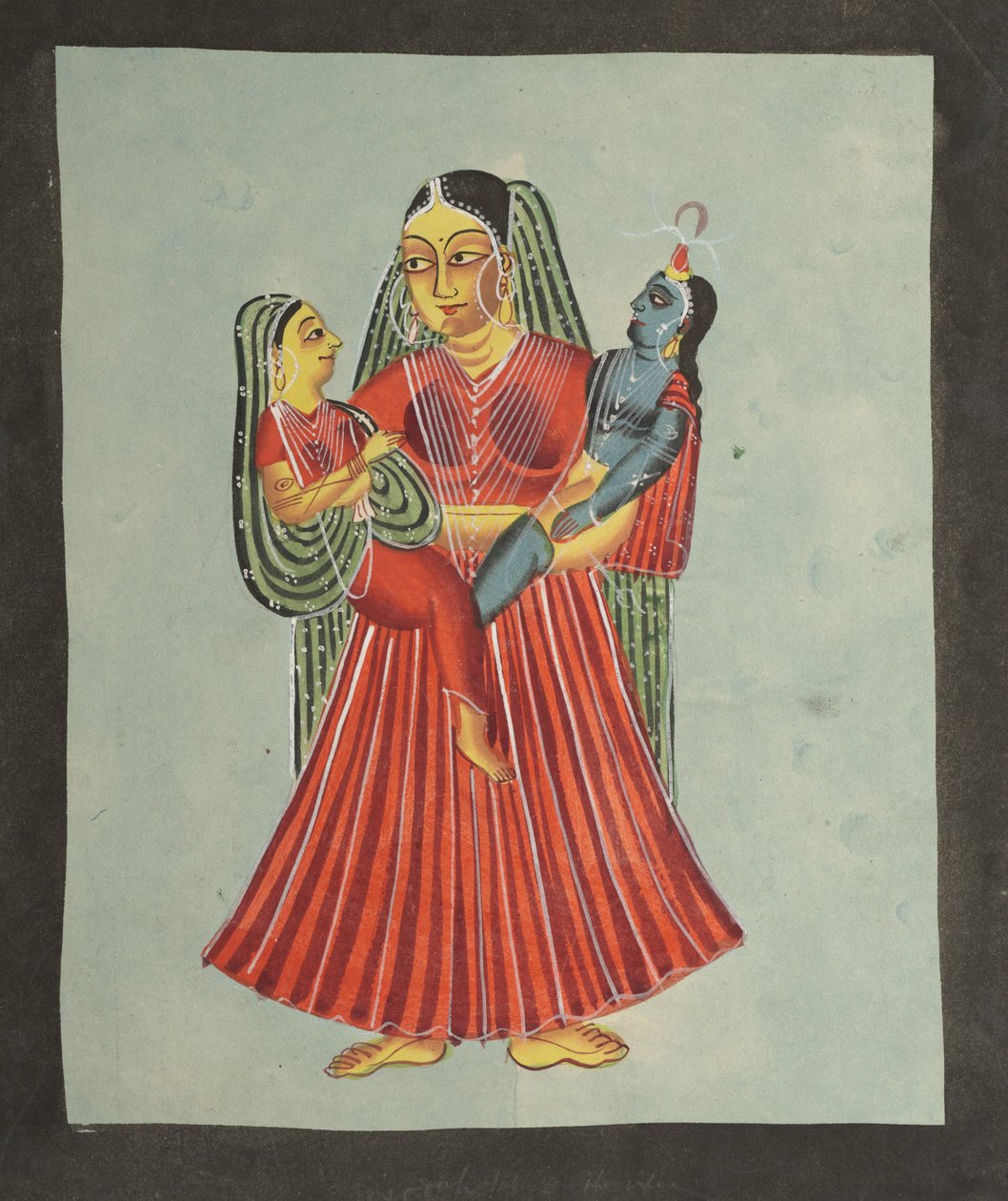 Yasoda che tiene Krishna e Radha, 1800s da Unbekannt
