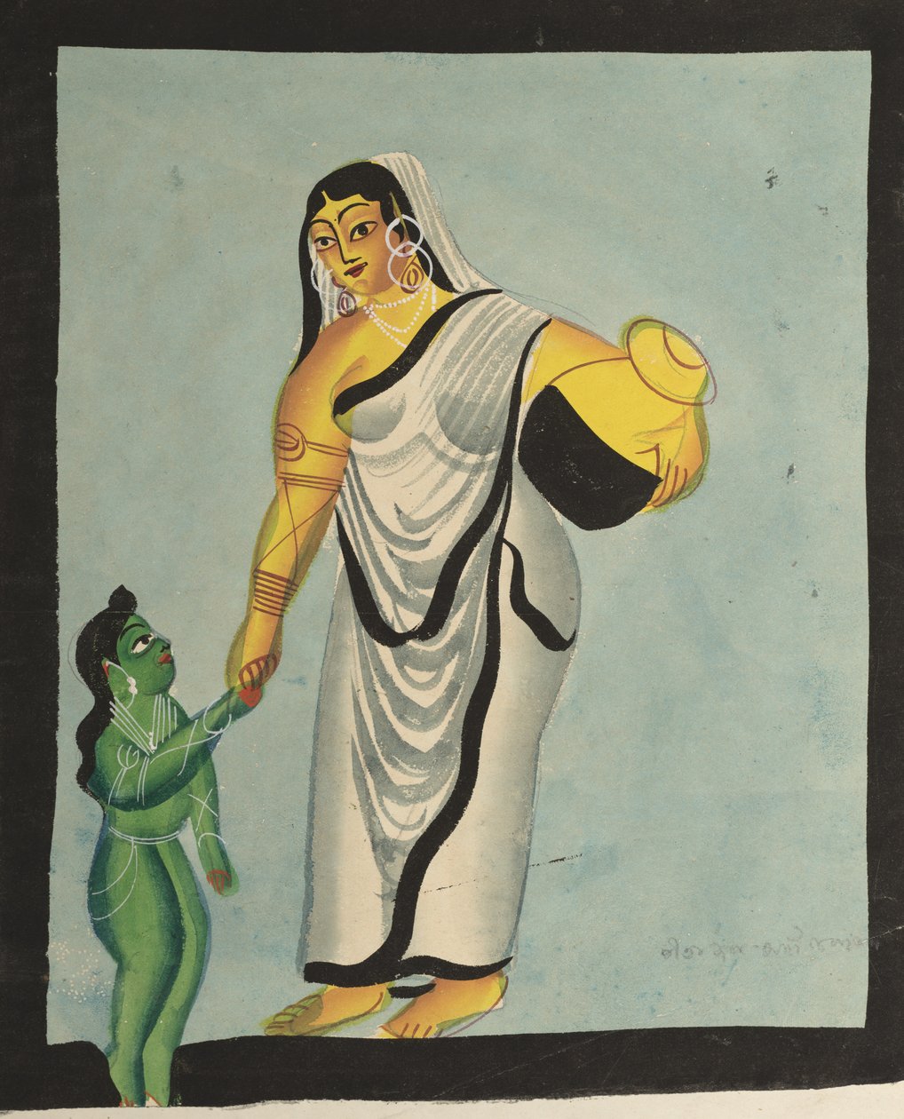 Yasoda porta a spasso il piccolo Krishna, 1800 da Unbekannt