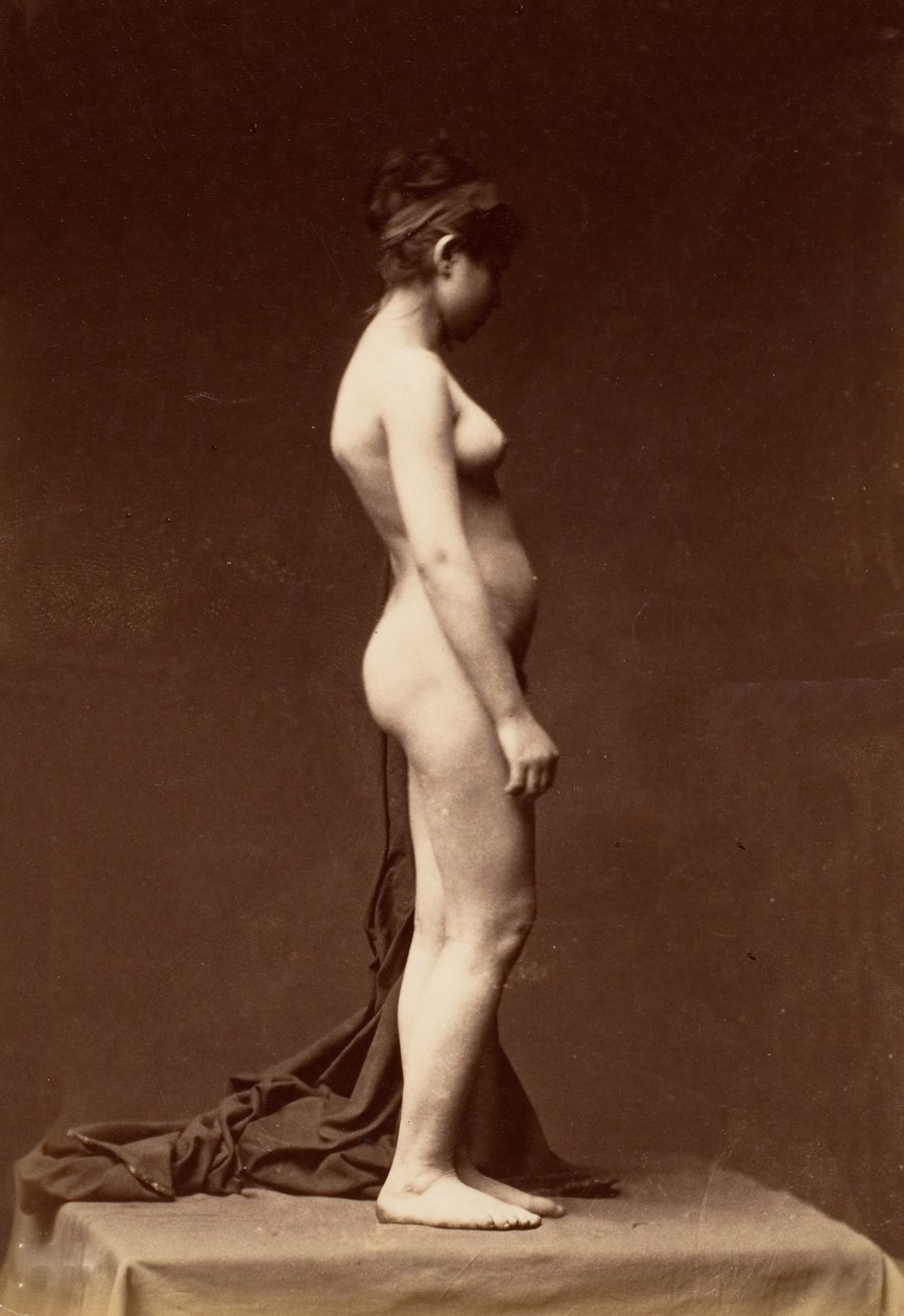 Giovane donna, nuda, figura intera di profilo, 1860s da Unbekannt