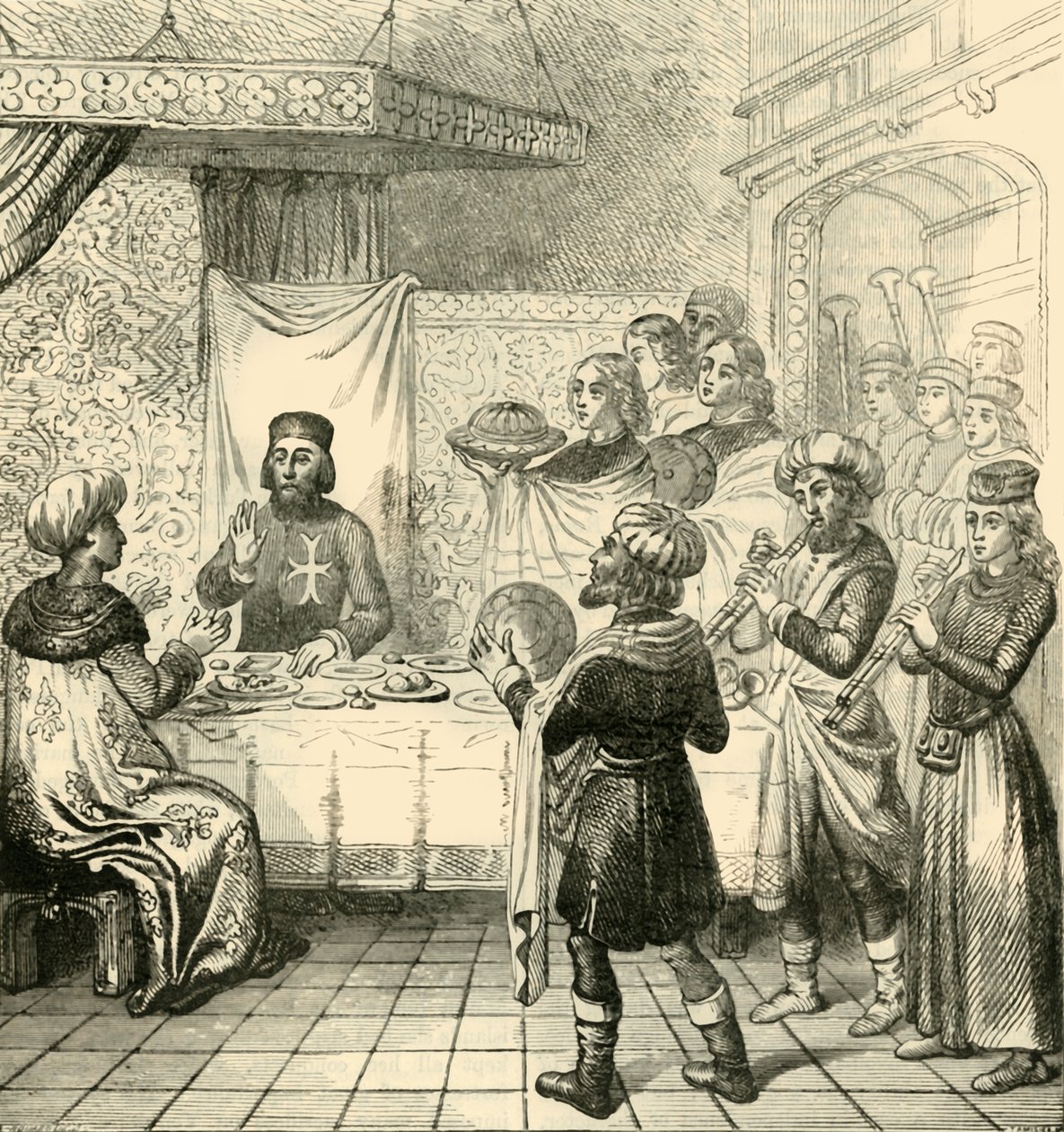 Zizim che cena con il Gran Maestro di Rodi, 1890 da Unbekannt