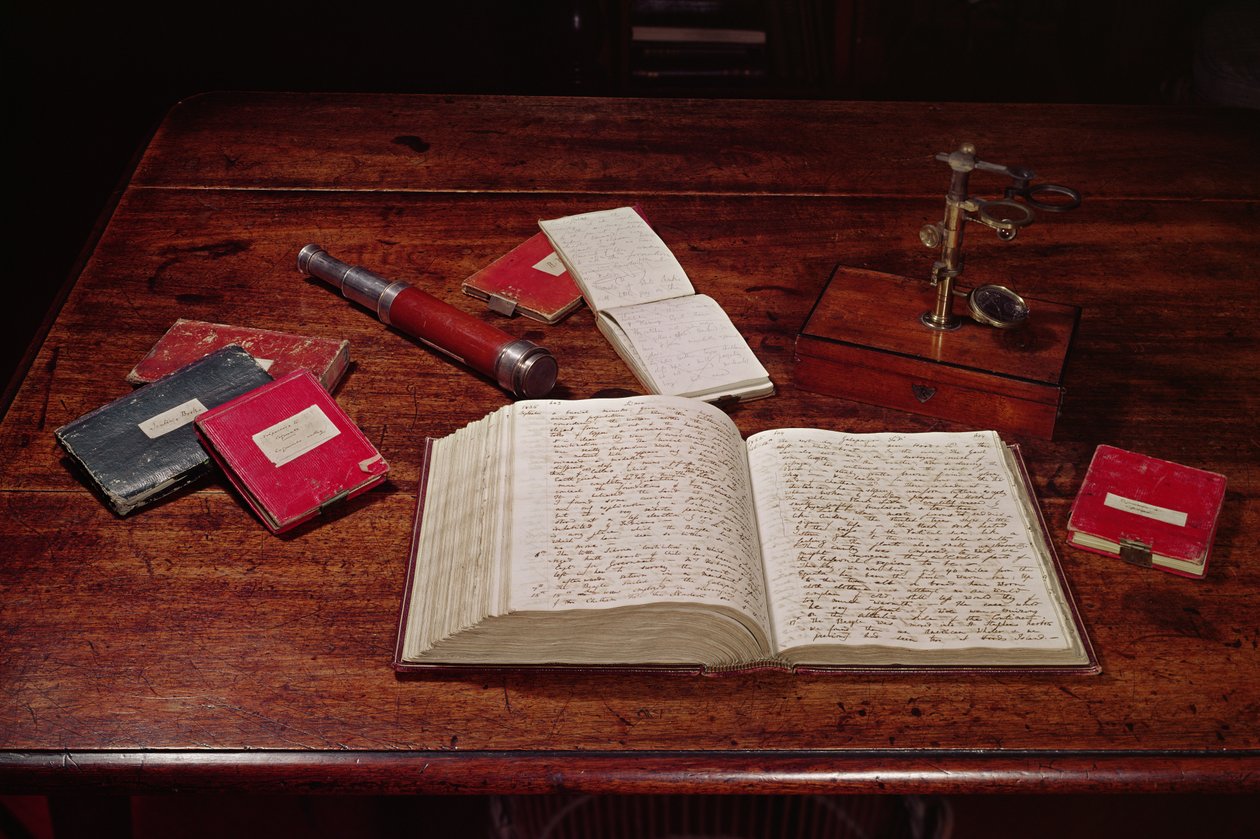 Libri sulla scrivania di Charles Darwin da Unbekannt Unbekannt