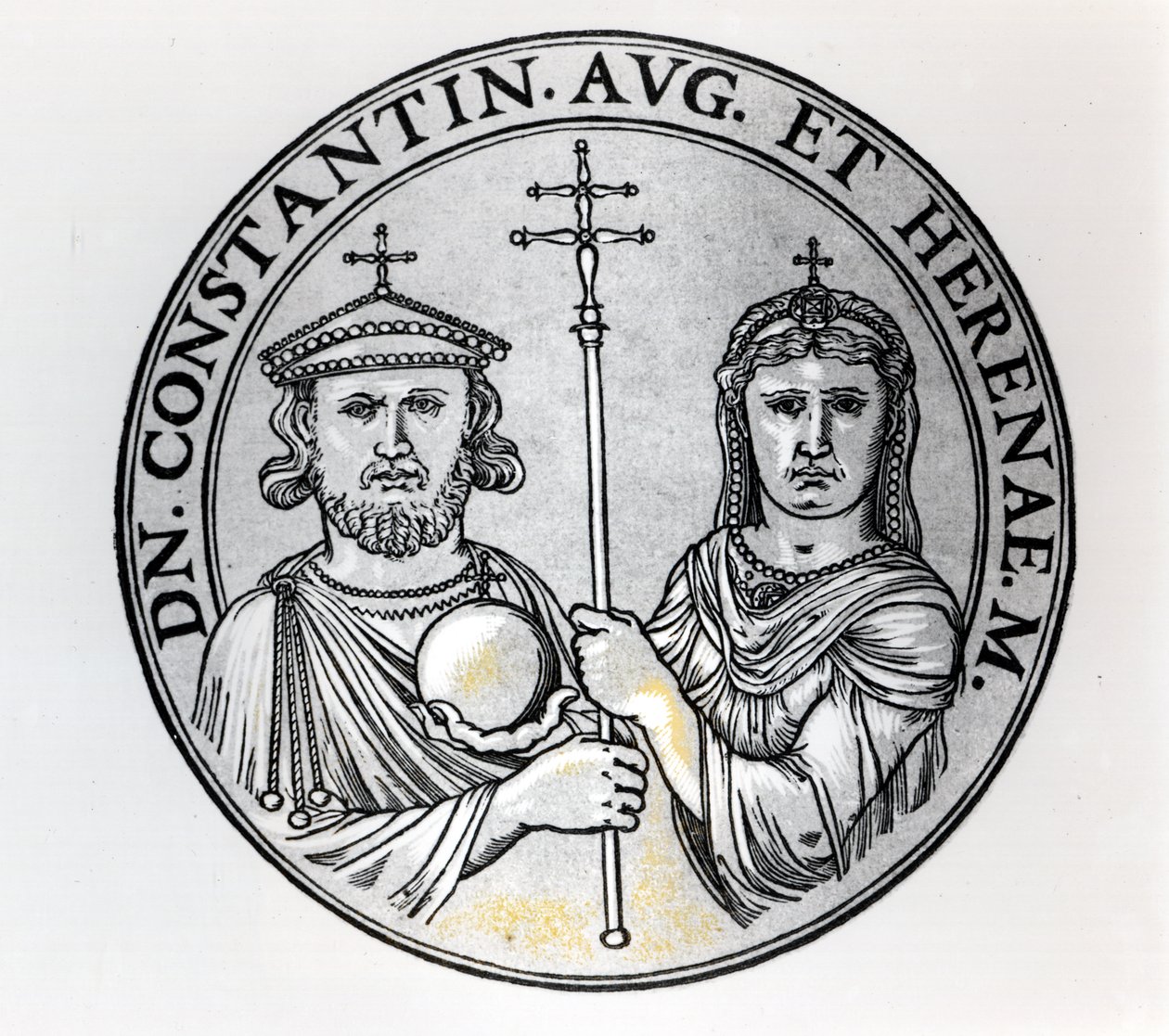 Costantino VI (770-c.797 d.C.) e sua madre Irene (incisione) da Unbekannt Unbekannt