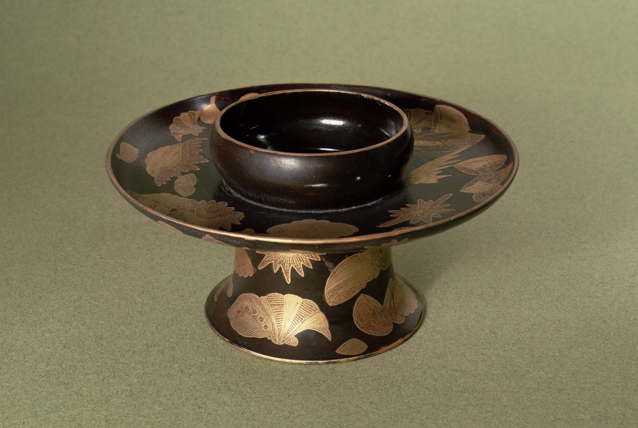 Supporto per tazza con decorazione Nashiji (tecnica in cui pezzi di foglia d