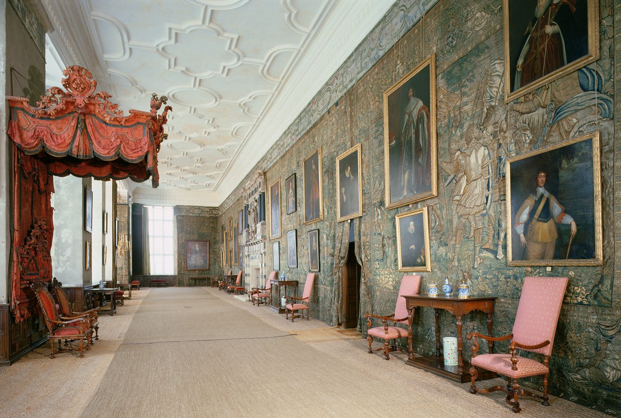 Hardwick Hall (1590-97), Interno della Long Gallery, Derbyshire, UK da Unbekannt Unbekannt
