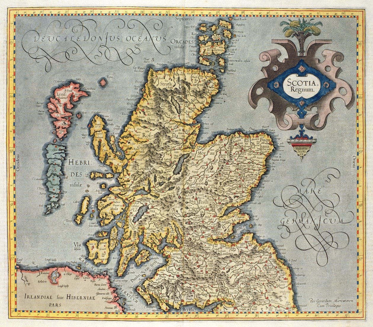 Mappa del Regno di Scozia, XVII secolo Scotia Regnum (influenzata dall