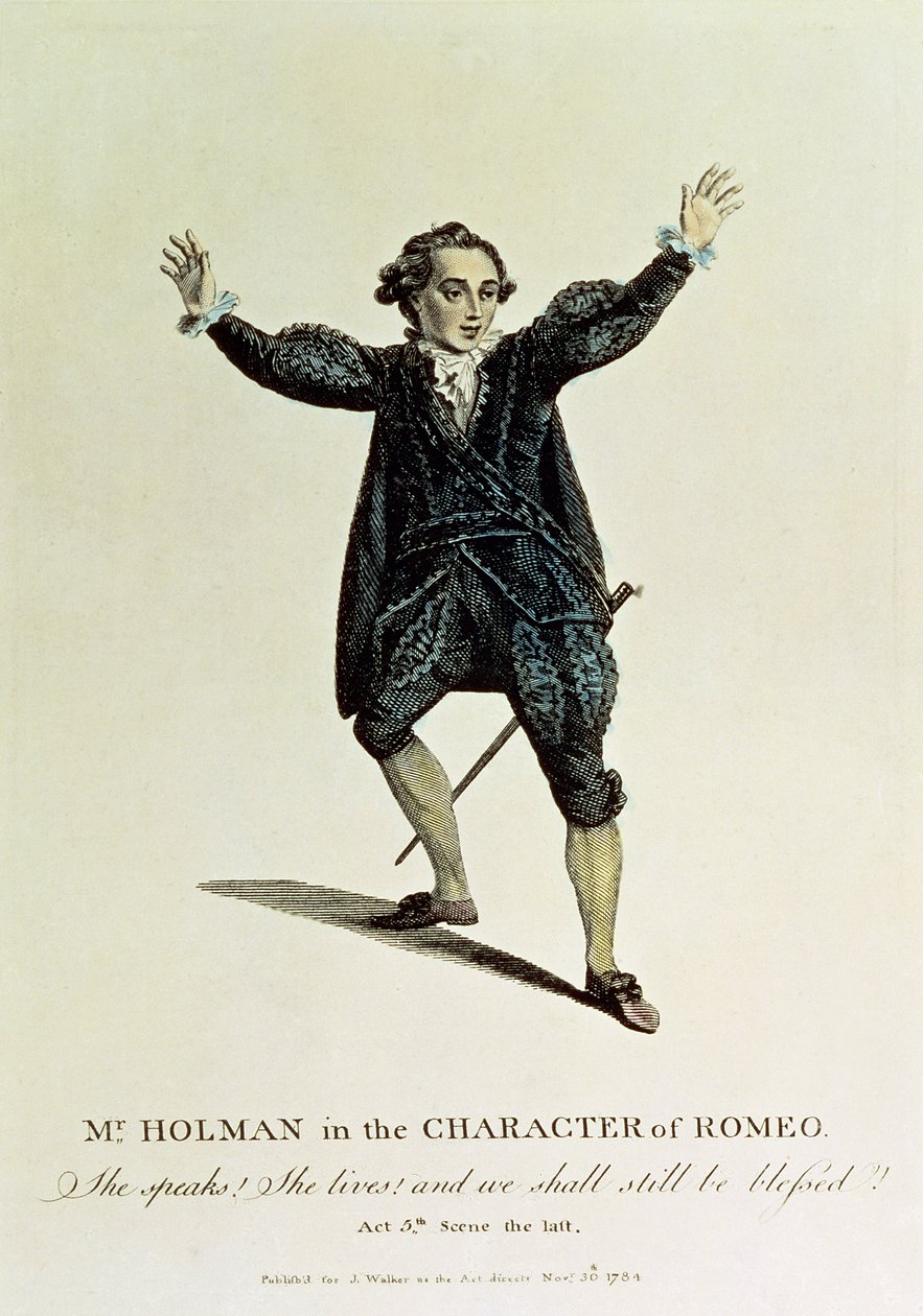 Mr Holman nel ruolo di Romeo, pub. 1784 da Unbekannt Unbekannt