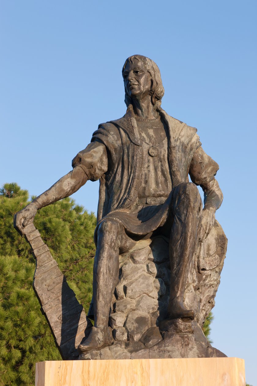 Statua di Cristoforo Colombo al Monastero di La Rabida, Provincia di Huelva, Andalusia, Spagna meridionale da Unbekannt Unbekannt