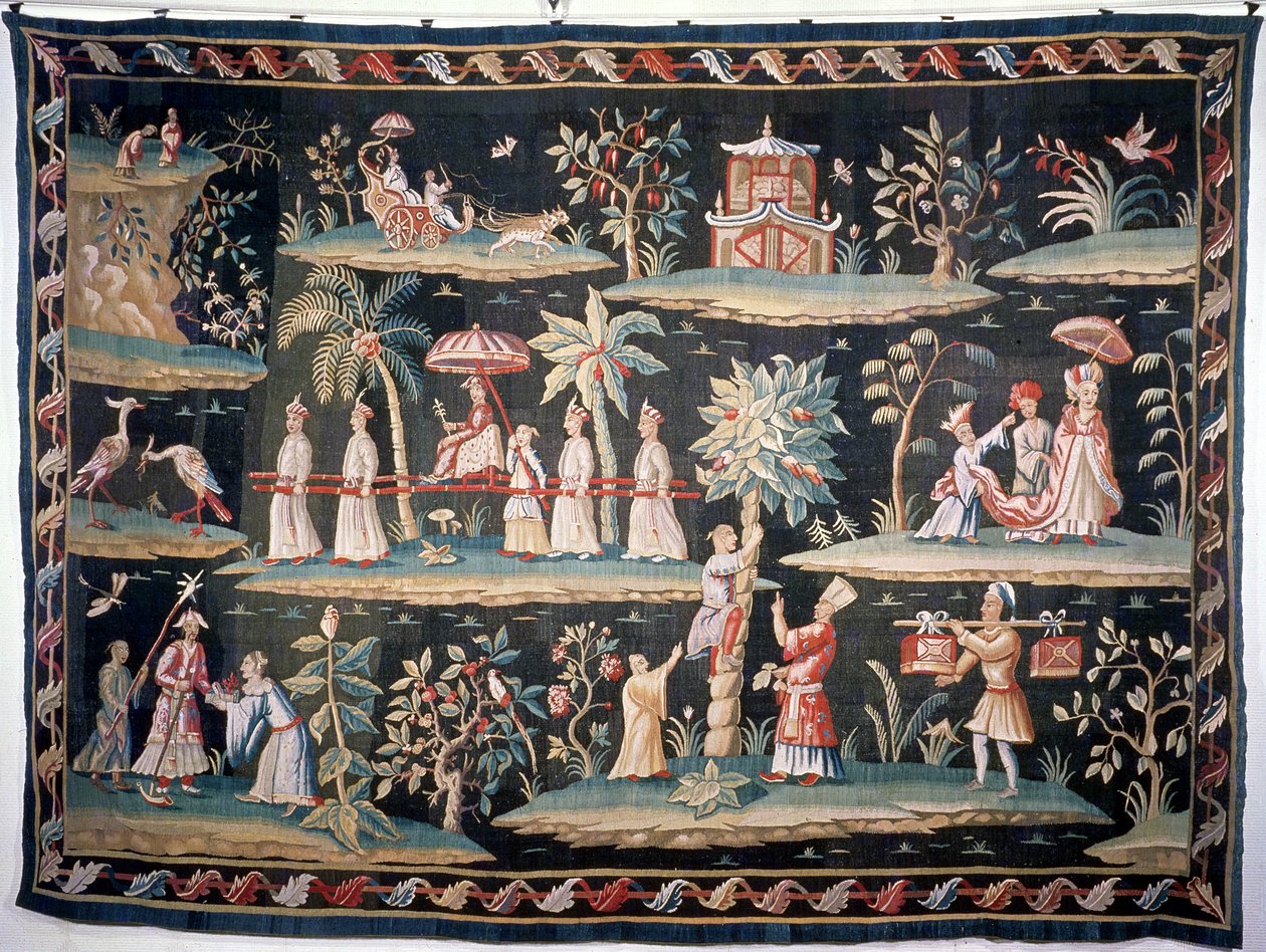 Arazzo in stile Chinoiserie di John van der Bank, Soho Tapestry Works, inizio XVIII secolo da Unbekannt Unbekannt