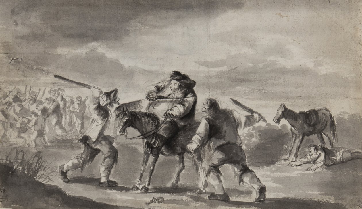 Viaggiatore assalito, possibilmente Hudibras di Samuel Butler, c.1790 da Unbekannt Unbekannt