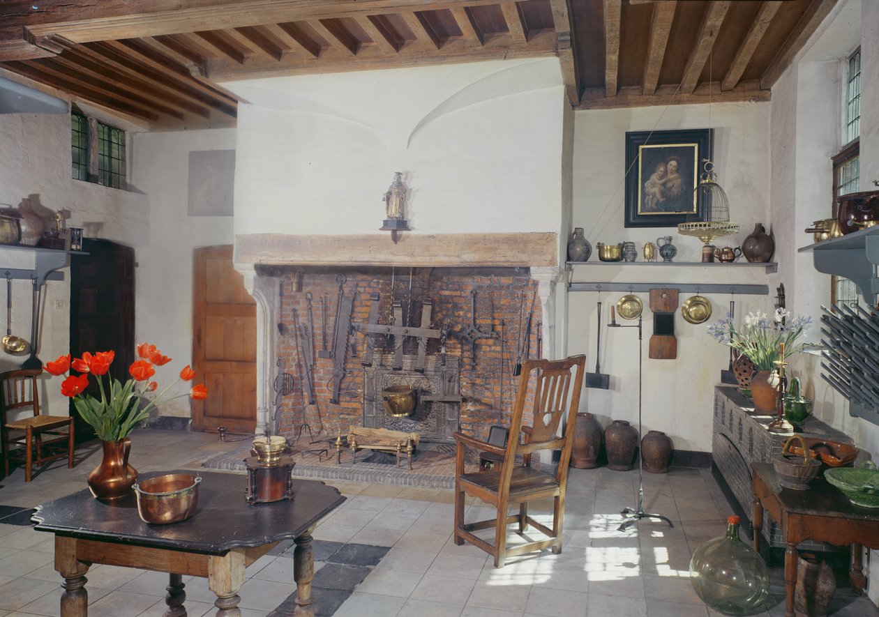 Vista della cucina nella Casa della Badessa da Unbekannt Unbekannt