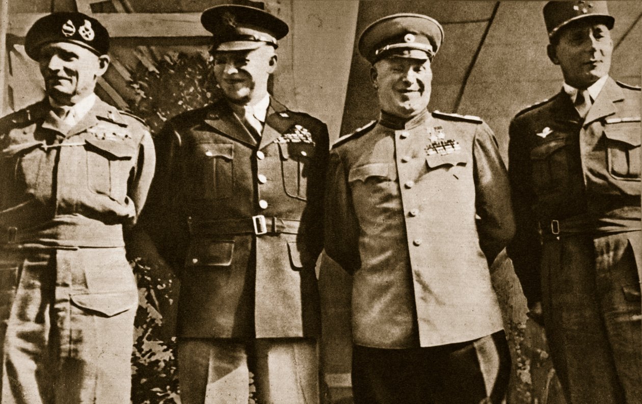 Il Maresciallo Montgomery, il Generale Eisenhower, il Maresciallo Zhukov e il Generale de Lattre de Tassigny, Berlino, 5 giugno 1945 da Unbekannt Unbekannt