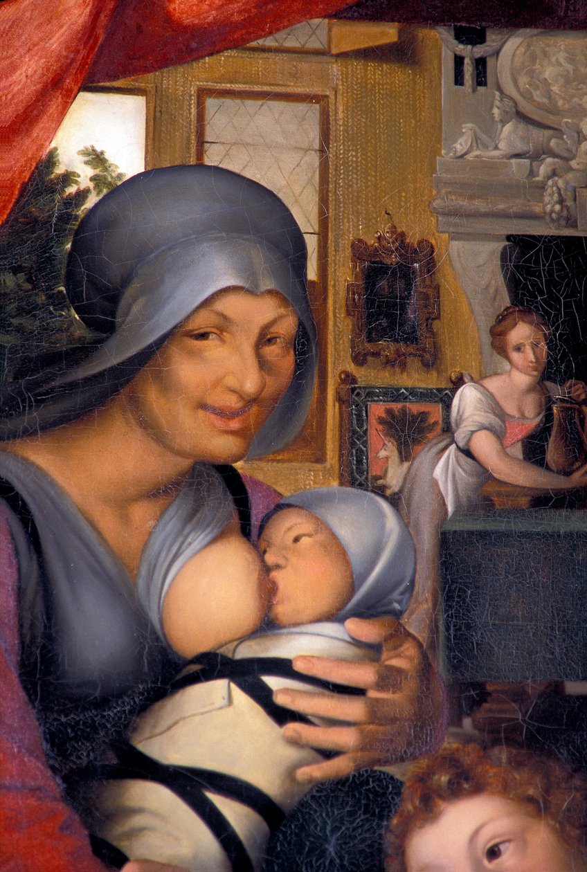 Indre & Loire N* 327 - Castello di Azay-le-Rideau - stanza 4 "la dama al bagno" - dettaglio lattazione. Dipinto di Karl Ernest Lehman da Unbekannt Unbekannt
