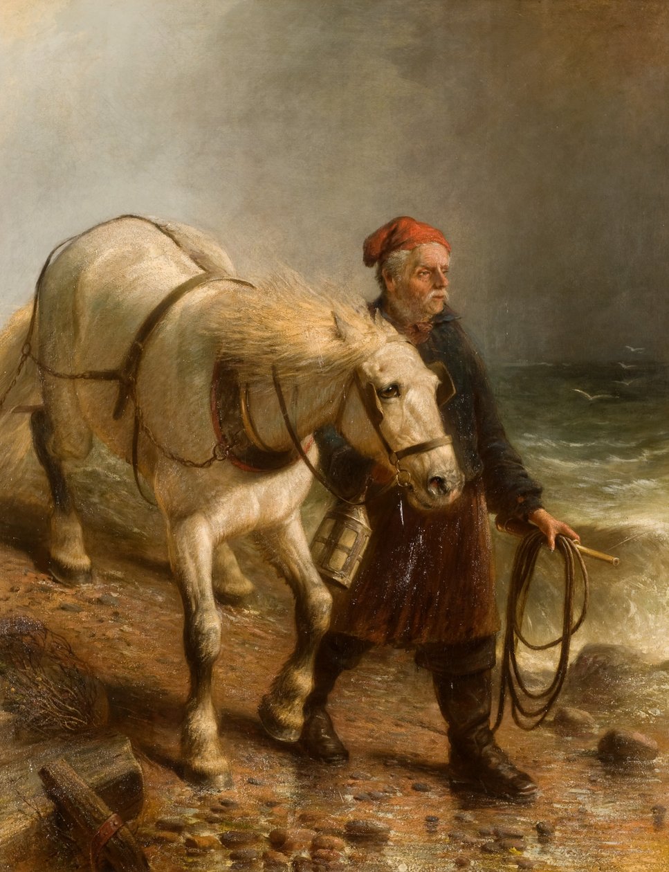 Uomo con cavallo e lanterna da Unbekannt Unbekannt