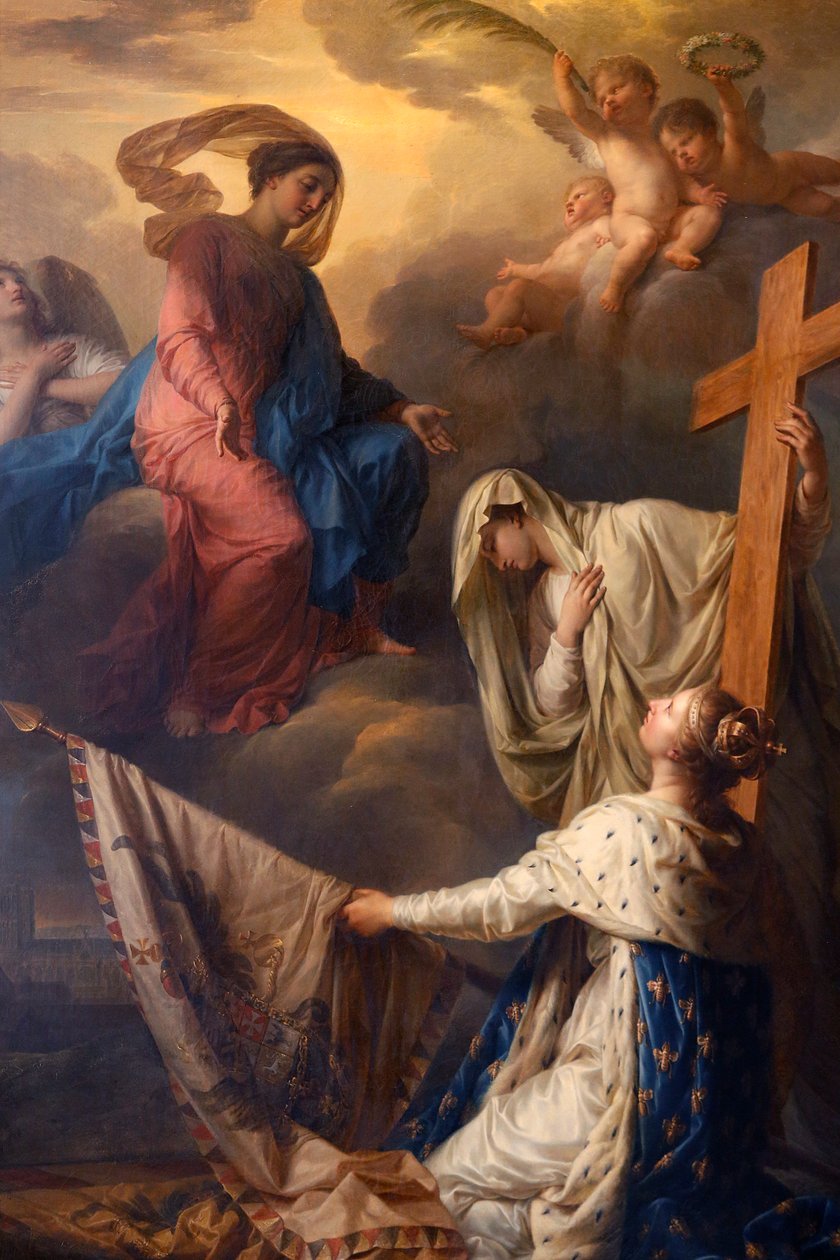 Notre-Dame du Val-de-Grace, chiesa cattolica, Parigi, Francia, Dipinto: "La Francia appoggiata sulla Religione consacra a Notre-Dame-des-Gloires le bandiere prese al nemico", Olio su tela di Jean-Charles Nicaise-Perrin, 1806, Ordinato da Napoleone I da Unbekannt Unbekannt
