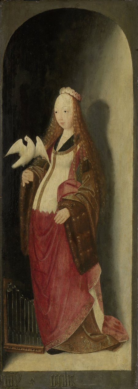 Santa Cecilia, ala destra di un trittico, attribuito al Maestro del Dittico di Brunswick, c.1490-1500 da Unbekannt Unbekannt