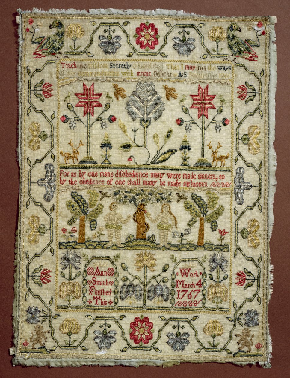 T.37-1938 Sampler, 1766-67, di Ann Smith, inglese da Unbekannt Unbekannt